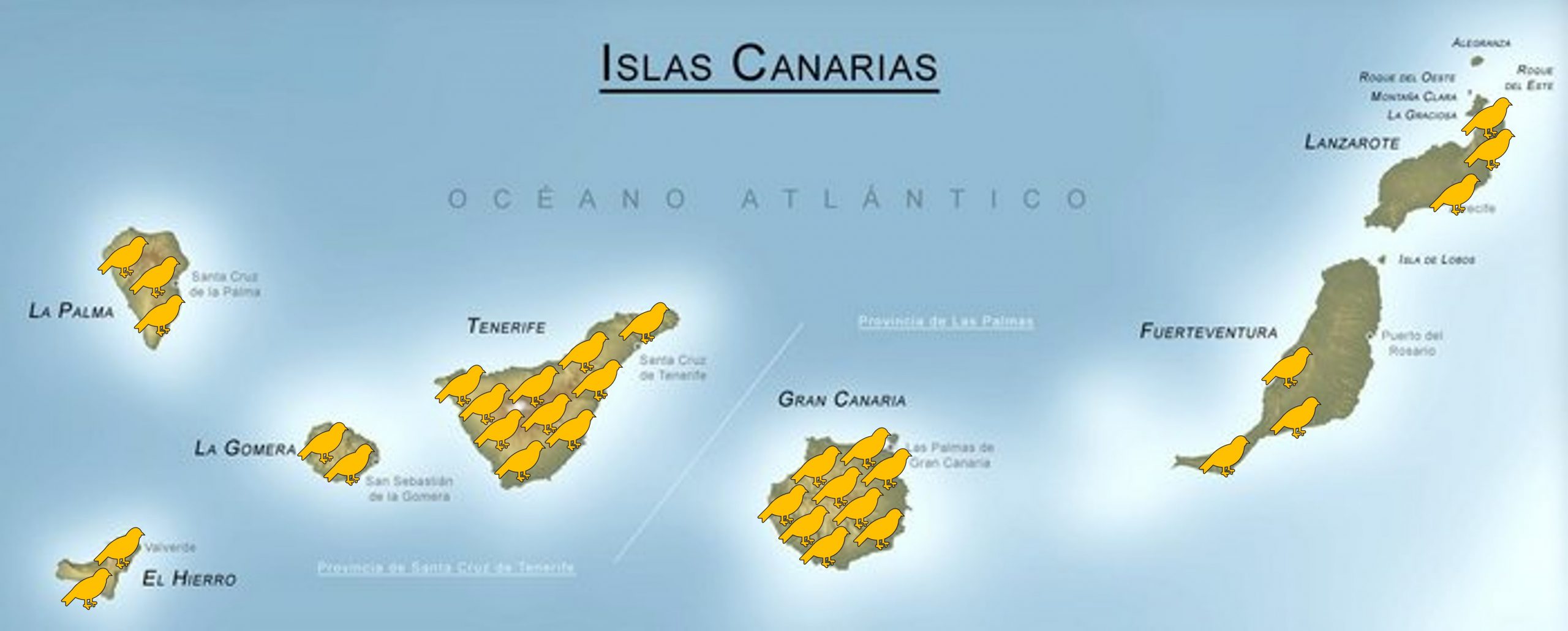 mapa distribución canarios
