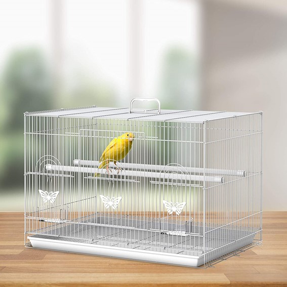 PawHut Jaula Pajaros 60x41x41cm Pajarera Pajaro Loros Canarios Cotorras Hierro Blanco